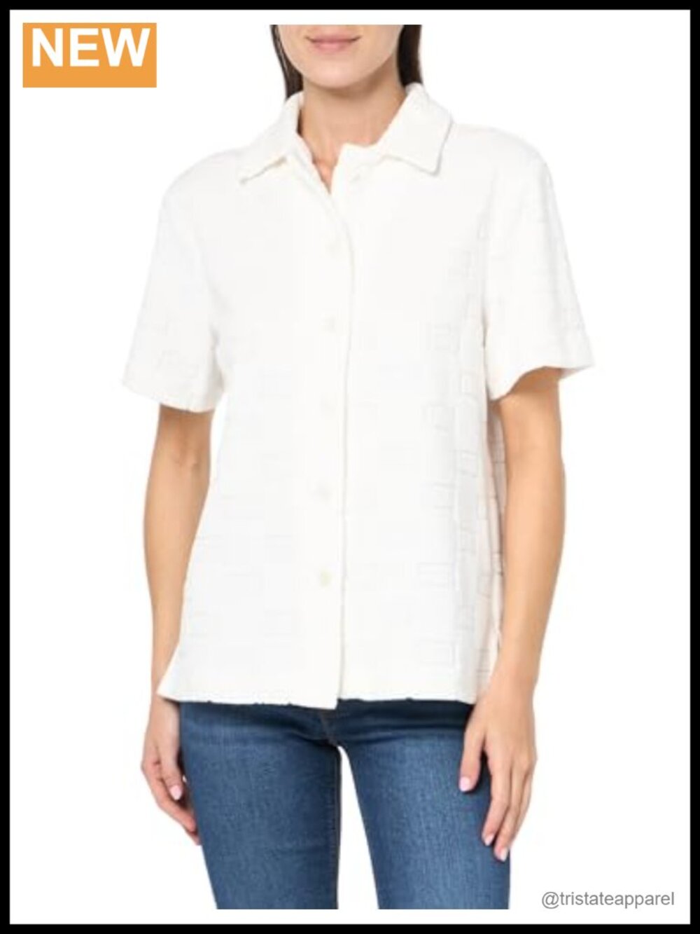 UGG Terry Cloth Button Up Collared Shirt 80% Cotton Recycled Polyester
